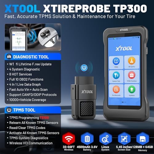 XTOOL TP300 in a garage setting showing efficient mobile or shop use