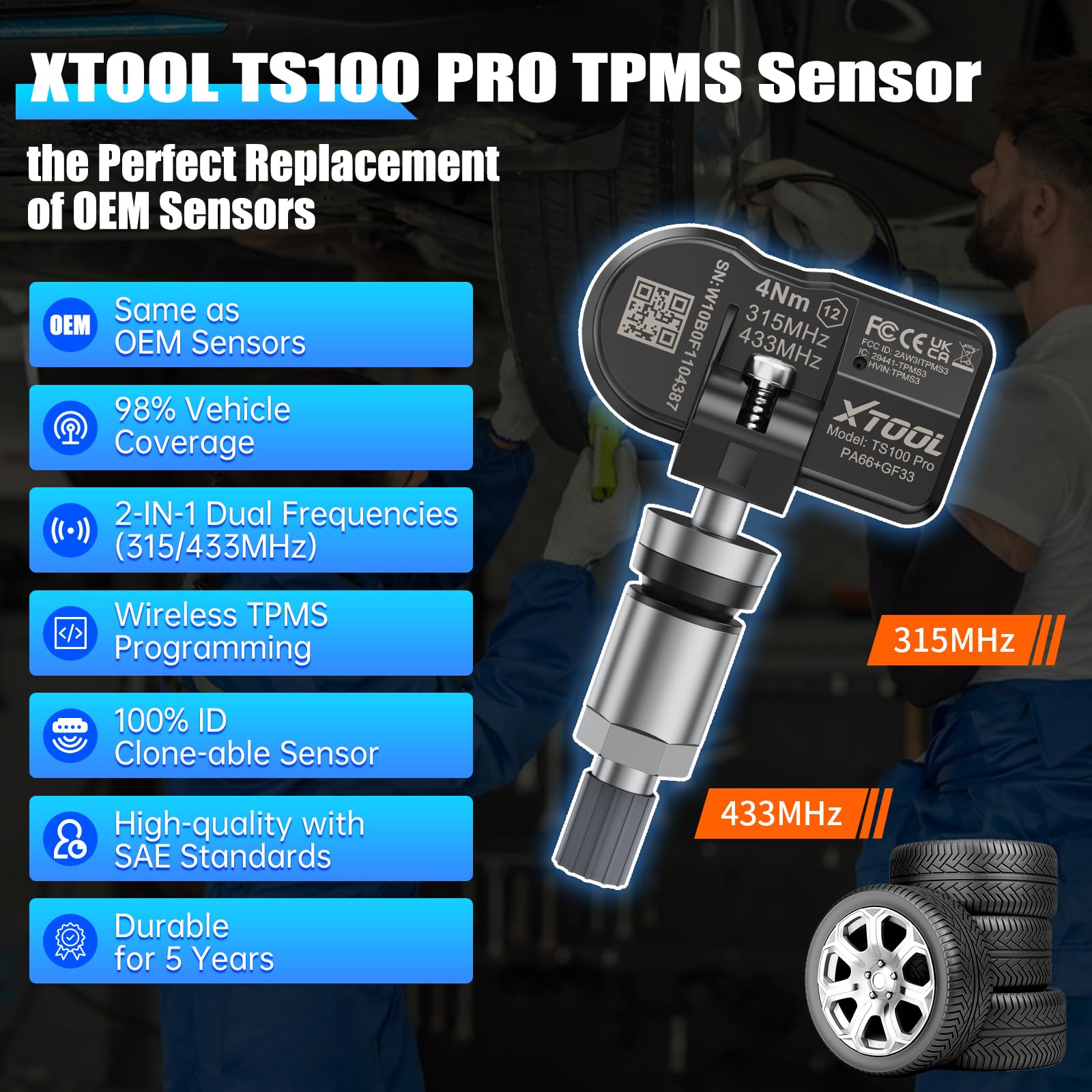 Close-up of XTOOL TS100 PRO sensor body highlighting build quality benefits