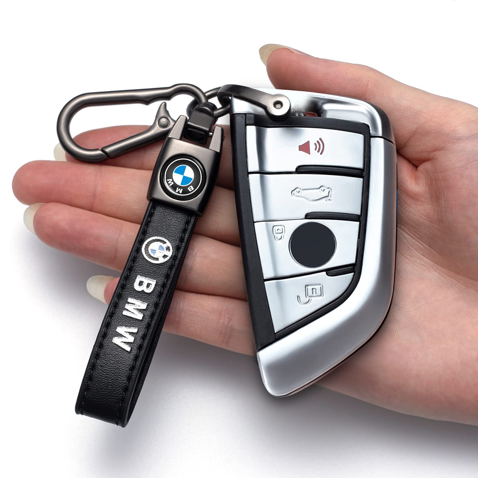 XTUPO keychain detail showing logo plate and solid die-cast construction benefit