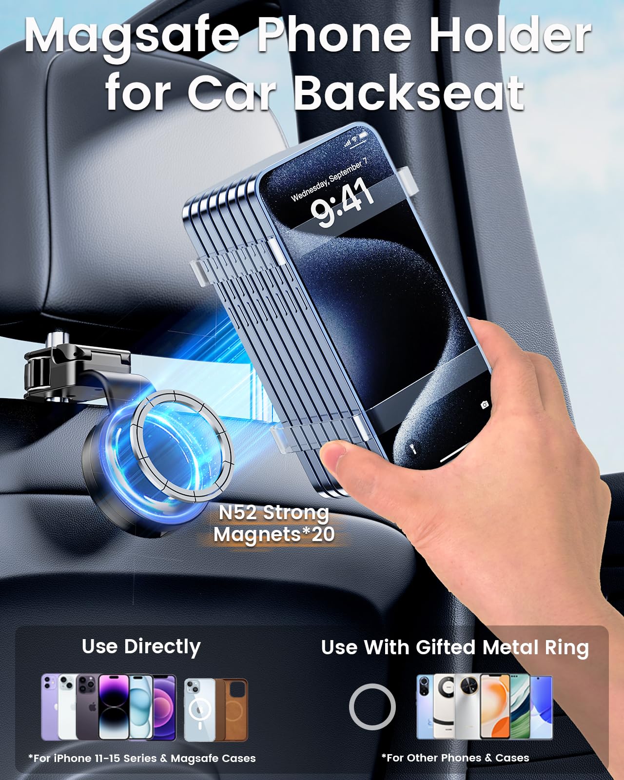 xuenair magnet closeup showing secure MagSafe contact for steady viewing