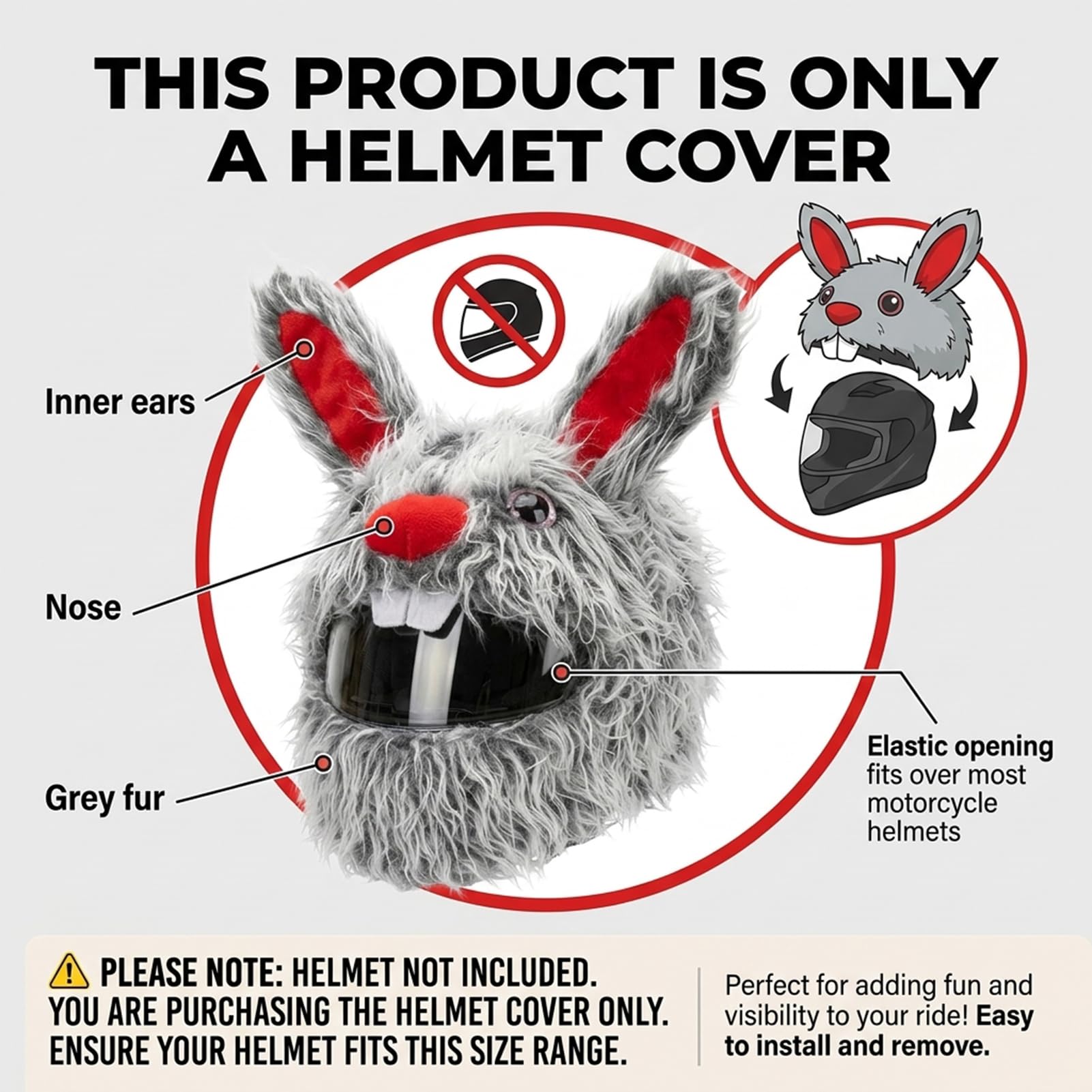 XUJIQI helmet with rabbit cover in use on bike demonstrating visible fun styling