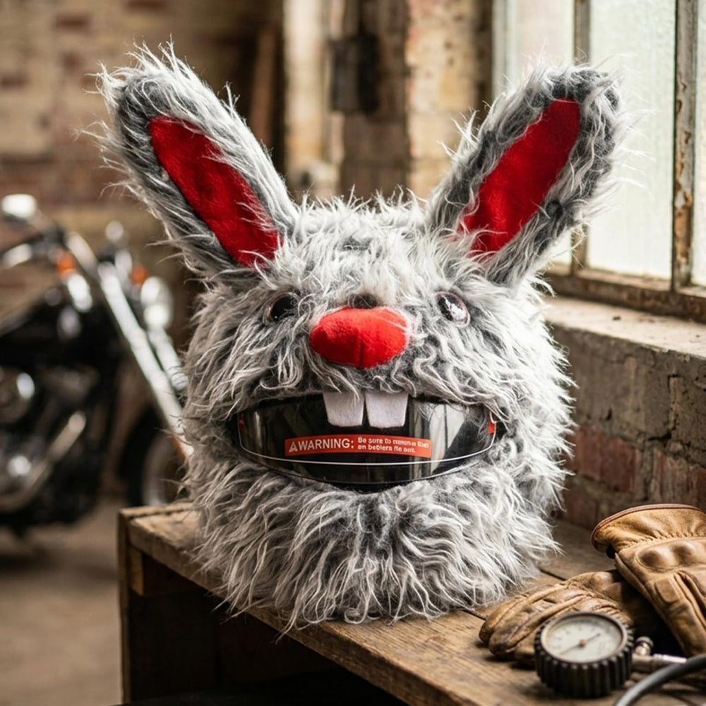 XUJIQI side profile rabbit cover fitted on full-face helmet for distinct road style