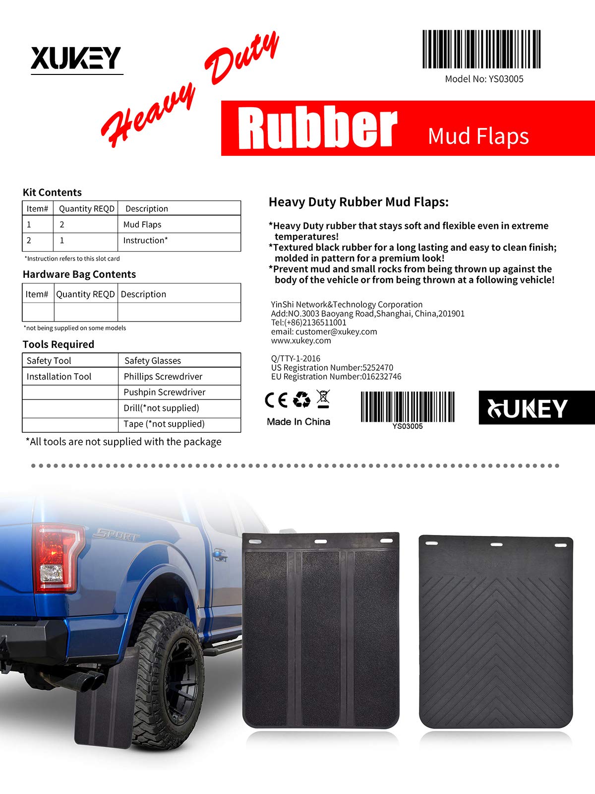 XUKEY mud flap on pickup side view blocking stones and spray