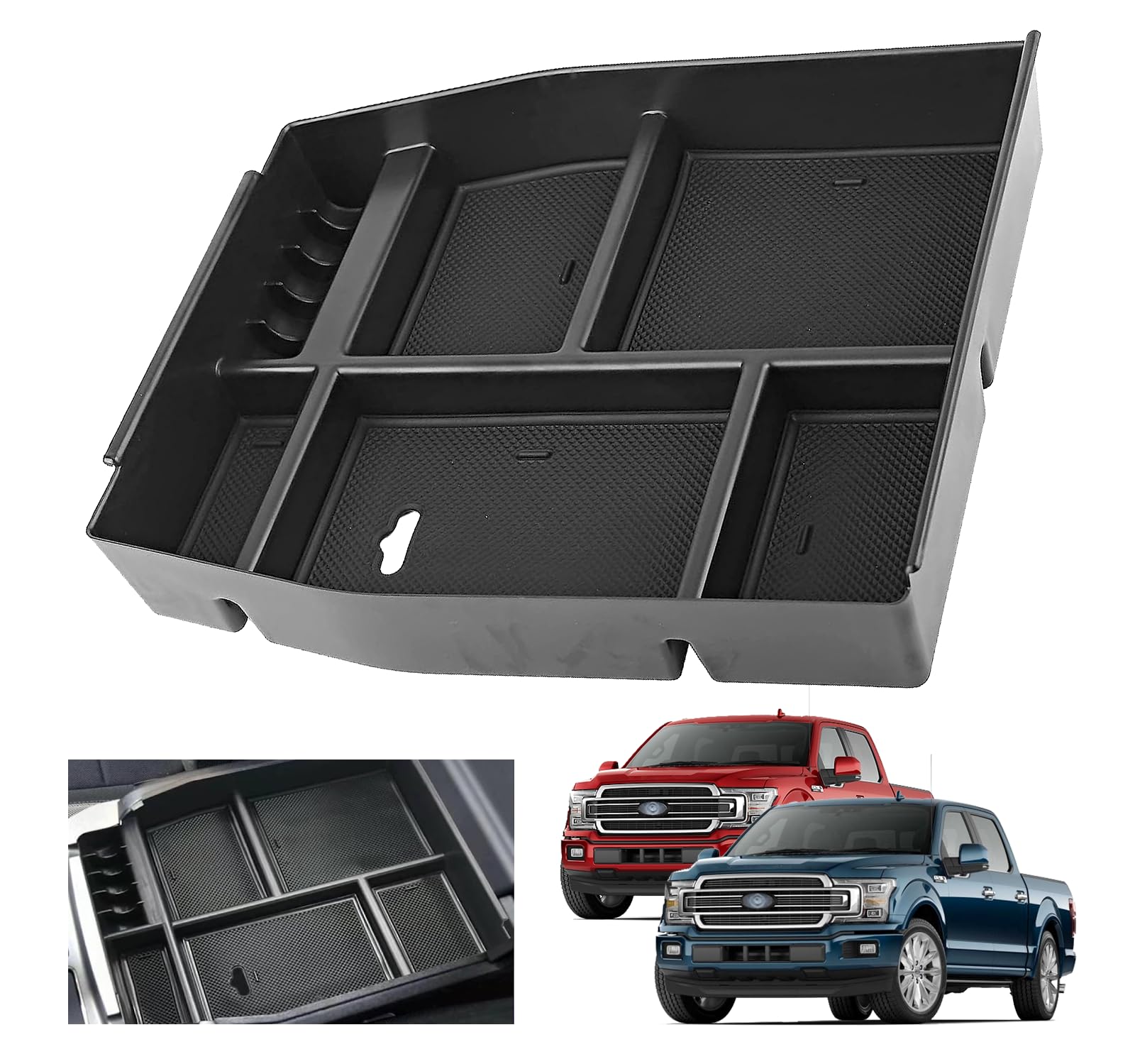 XXCIWP front view of console tray showing organized compartments and quick access