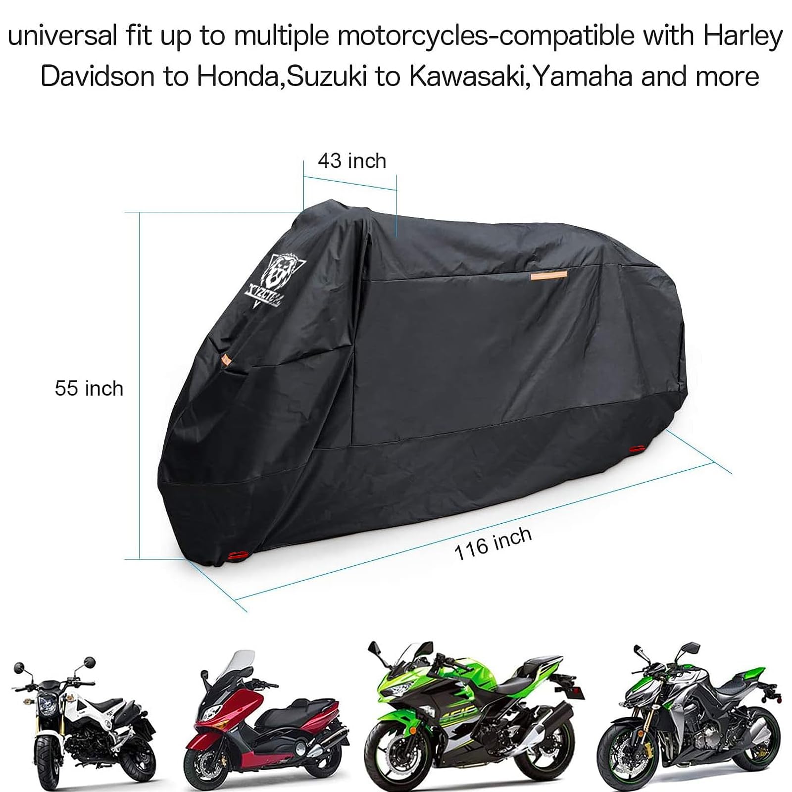 XYZCTEM covered motorcycle in driveway offering UV and rain protection