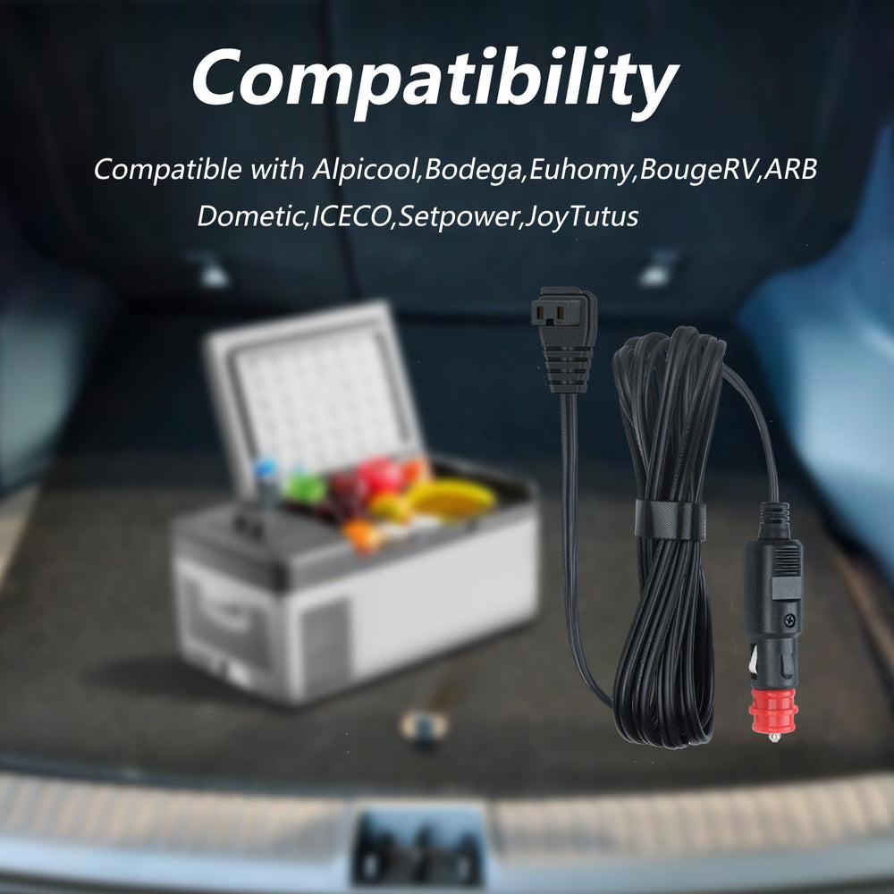 XZGm cable powering a portable car fridge for on-the-road cooling convenience benefit