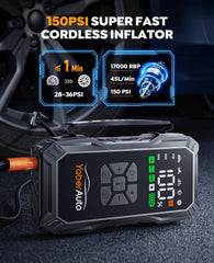 YaberAuto 3.3-inch inflator LCD display showing pressure readout and fast-fill control
