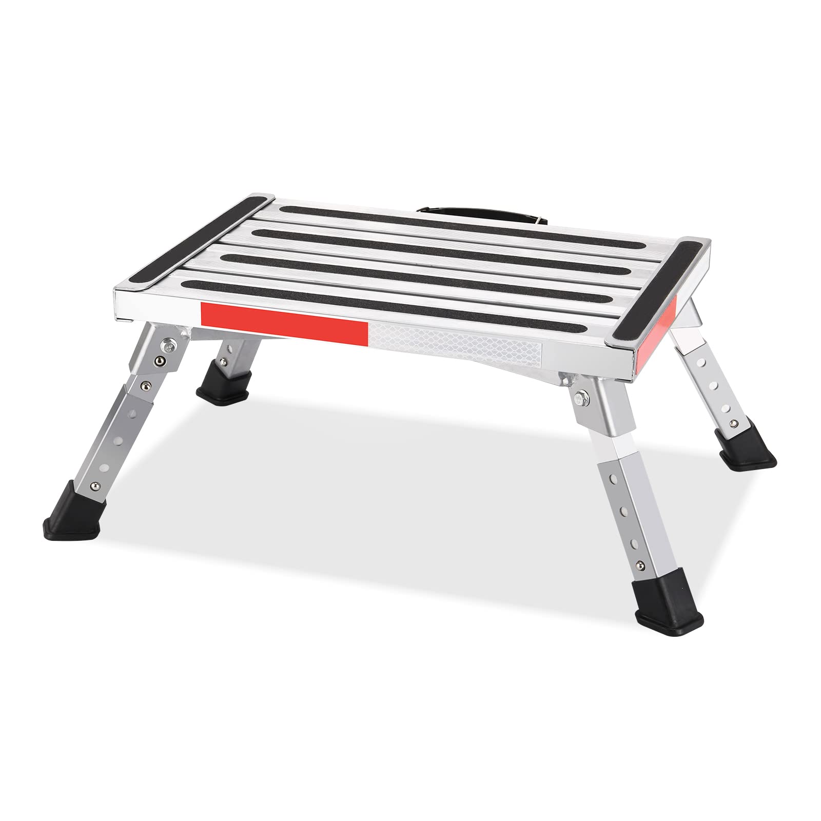 Yagud front view of closed step showing compact storage and transport benefit