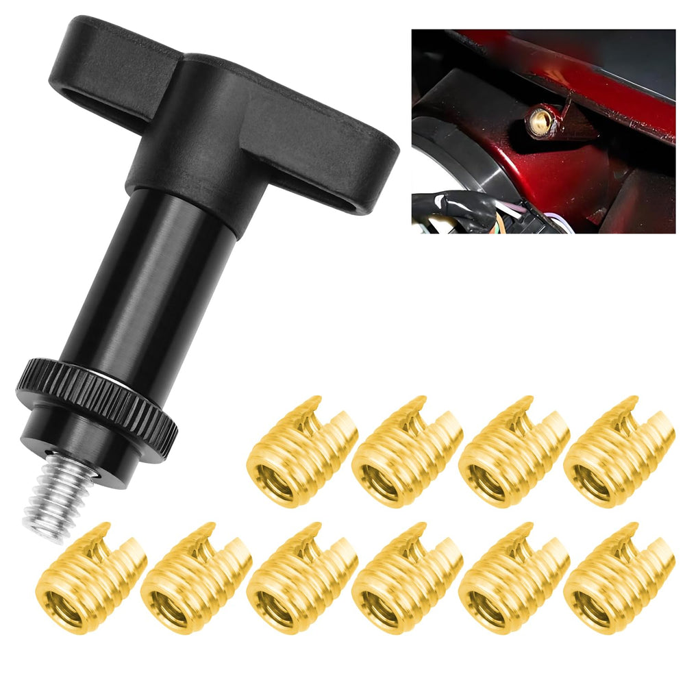 YALTIES kit front packaging showing all brass inserts and T-handle tool benefits secure repairs