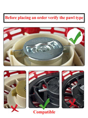 YAMAKATO close-up of pulley and rachet dimensions for accurate compatibility