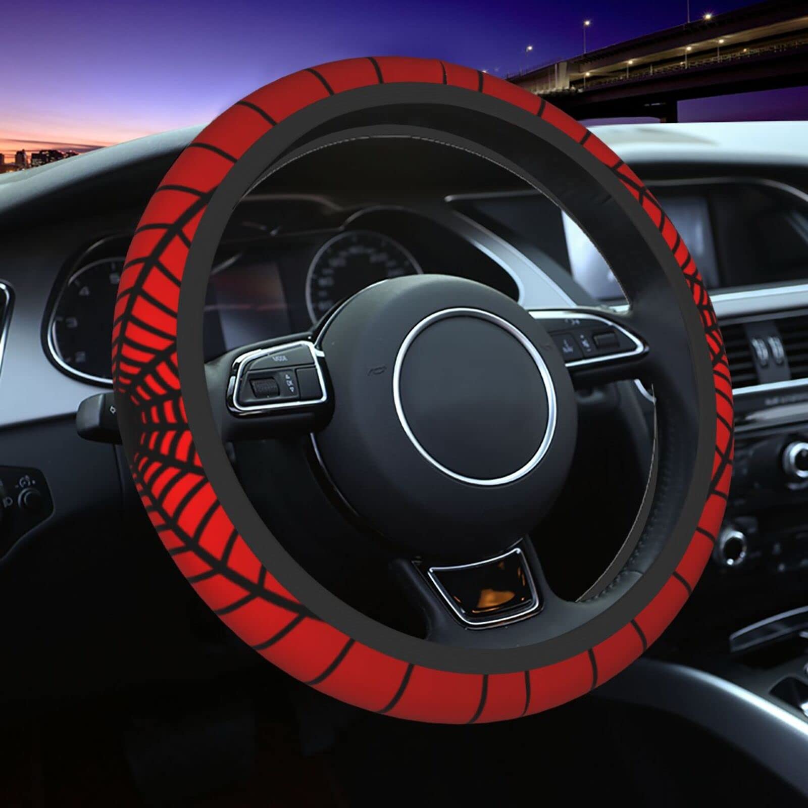 YANGDADA front view showing red spider web design and full wheel coverage benefits