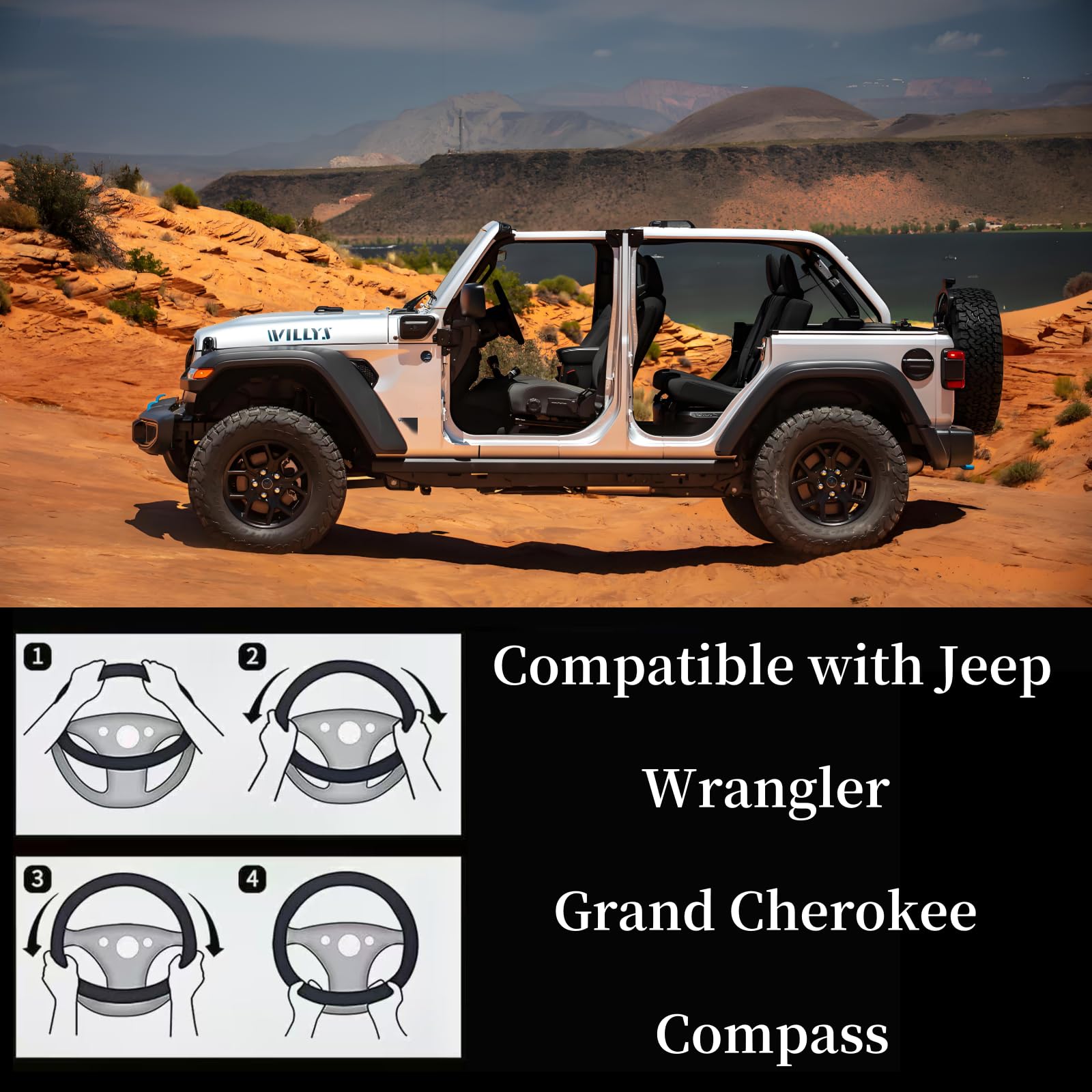 Yangday cover in Jeep cabin lifestyle shot adding refined look