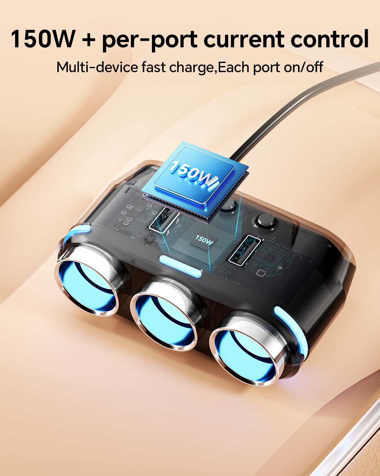 YANTU detailed shot of independent power switches for energy control