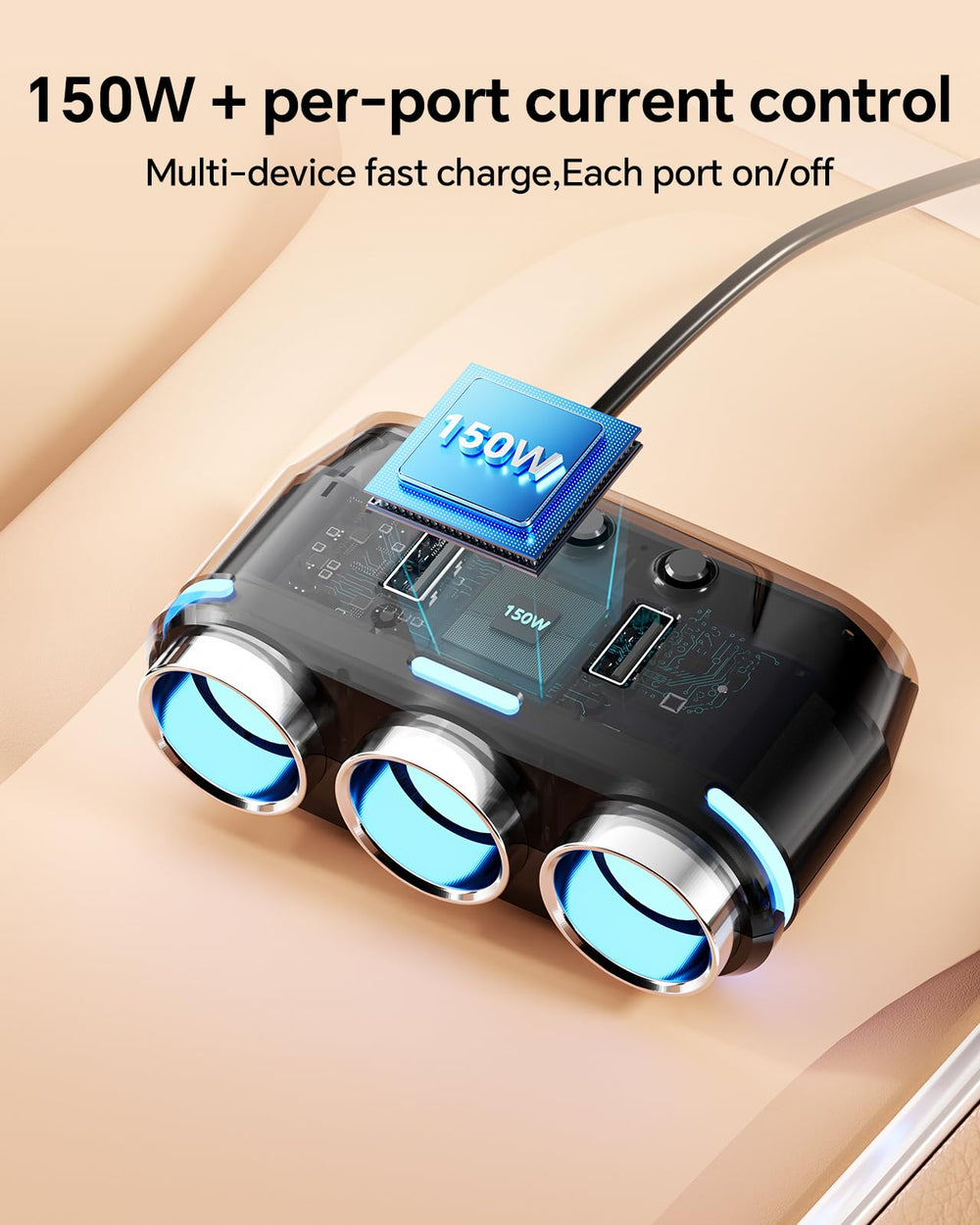YANTU detailed shot of independent power switches for energy control