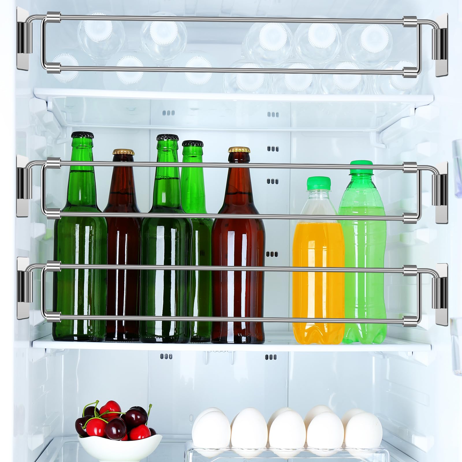 Yaocom rod holding bottles upright preventing spills and keeping items organized
