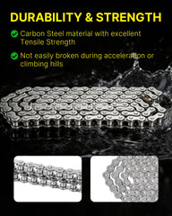YAORISE chain laid alongside ruler showing 420 pitch for perfect fit