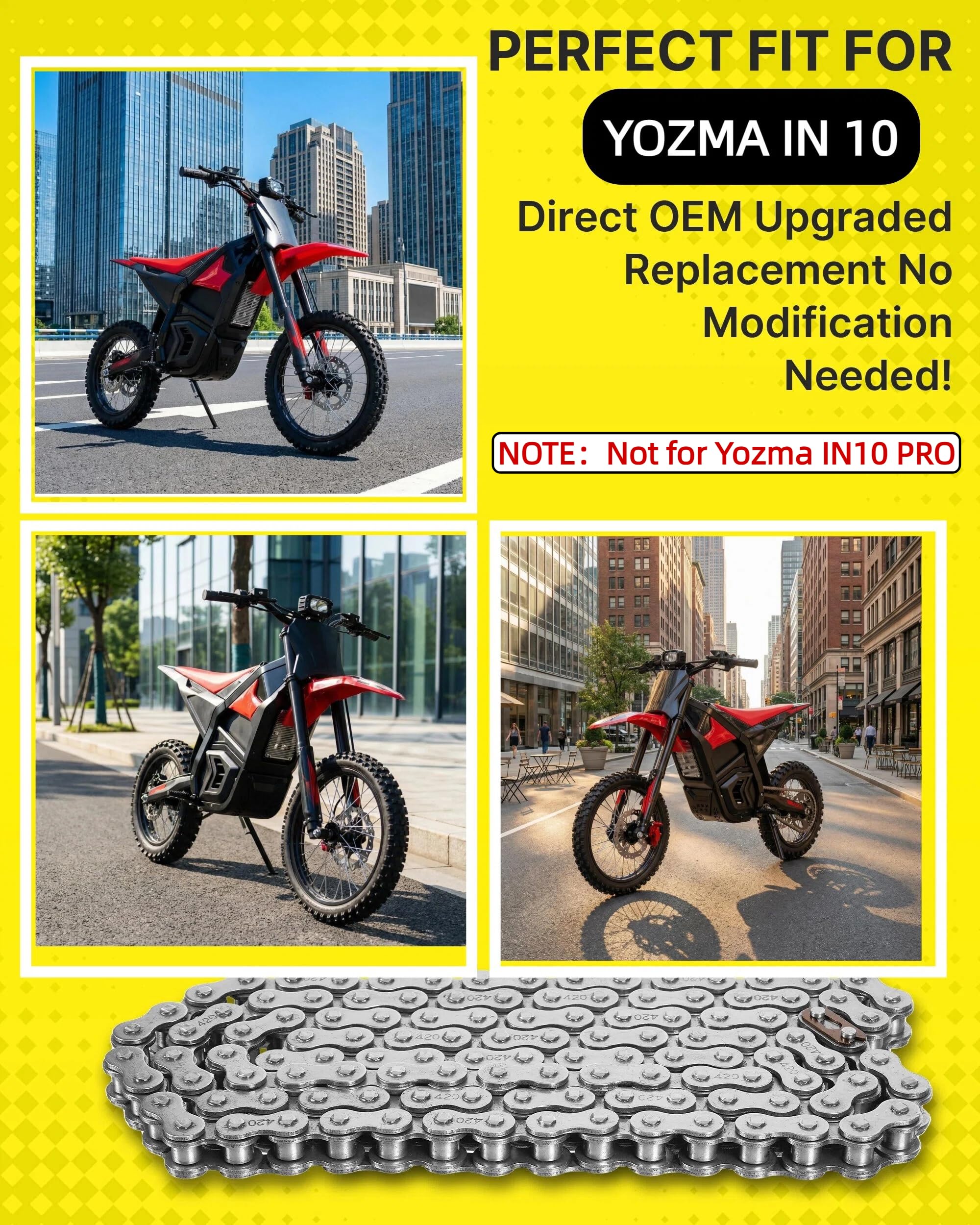 YAORISE close-up of carbon-steel links with coating for rust resistance