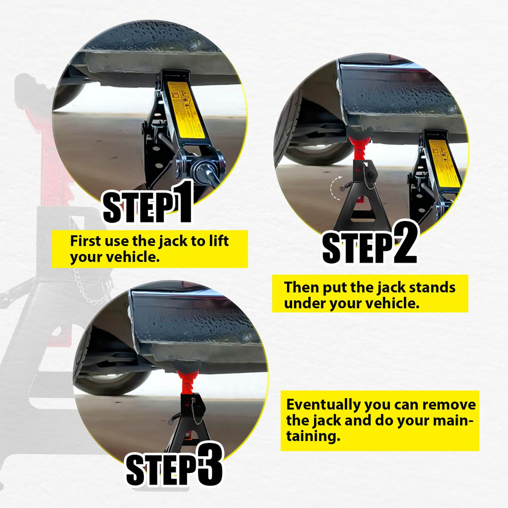YATOINTO jack stand supporting an SUV demonstrating secure vehicle access