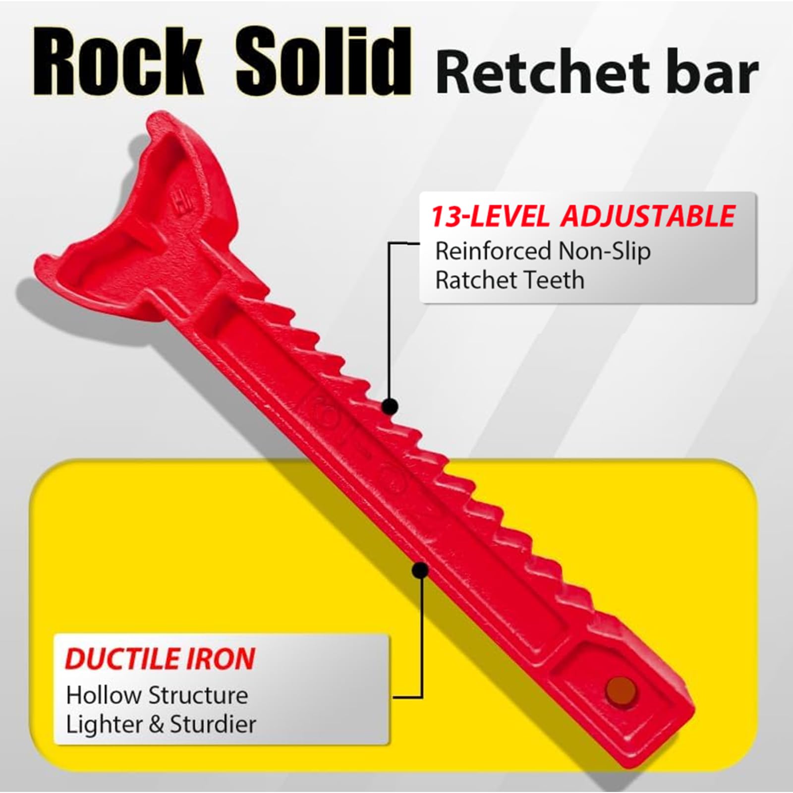 YATOINTO serrated ratchet bar close-up showing reliable locking strength benefit