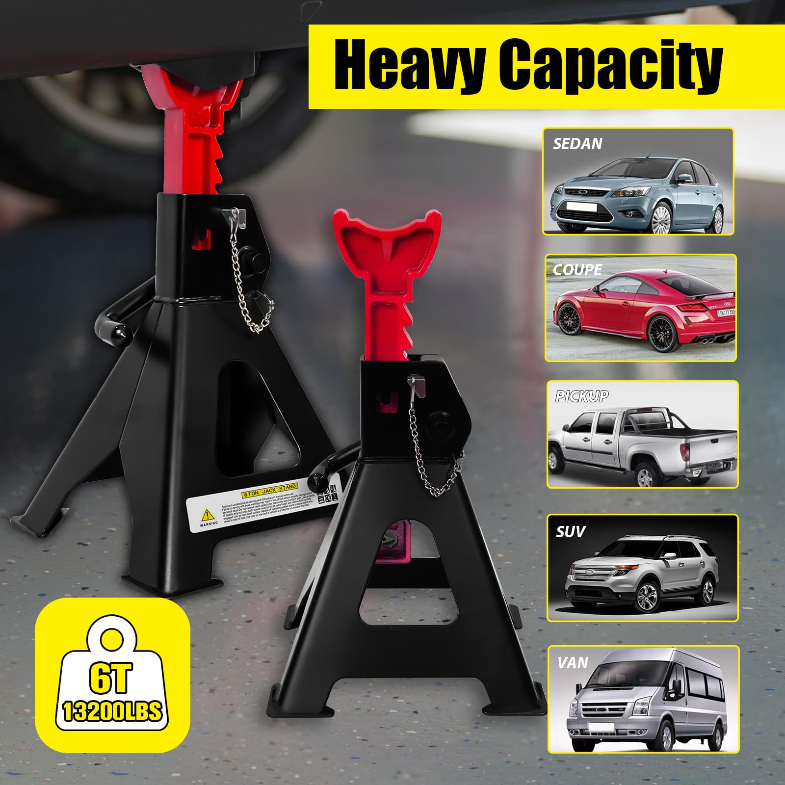 YATOINTO jack stand next to tape measure showing scale and size clarity