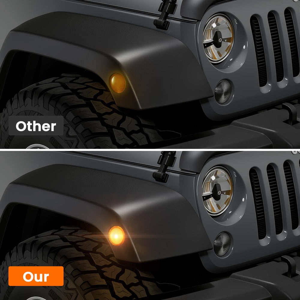 YCLL marker installed on Jeep fender demonstrating seamless factory fit