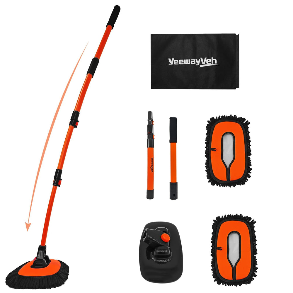YeewayVeh car wash brush front view showing orange handle and full mop head for faster washes