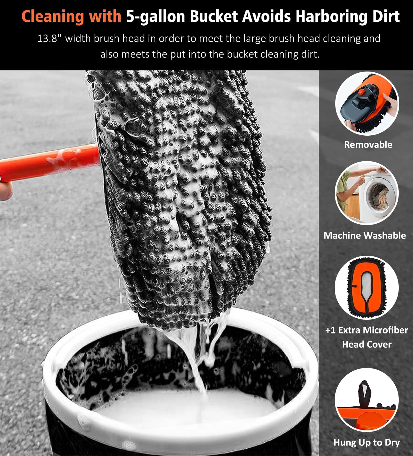 YeewayVeh extendable handle demonstrated at full length showing 55-inch reach benefit
