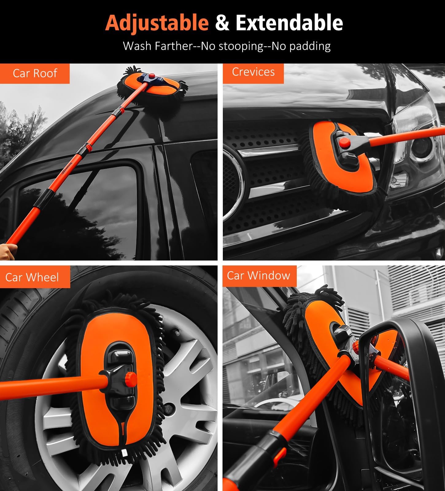 YeewayVeh brush in use on an SUV roof showing reduced strain and thorough coverage