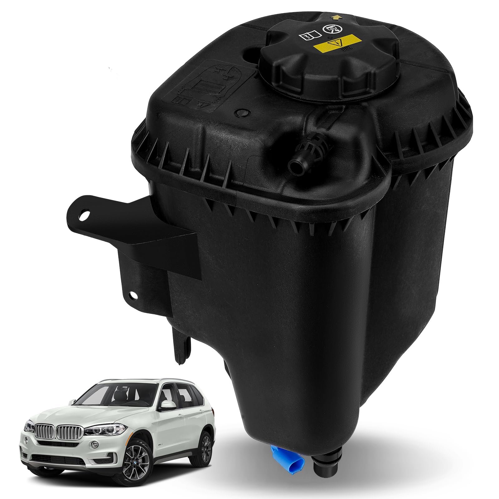 YEHERIT coolant reservoir front view showing exact OEM fit and easy replacement
