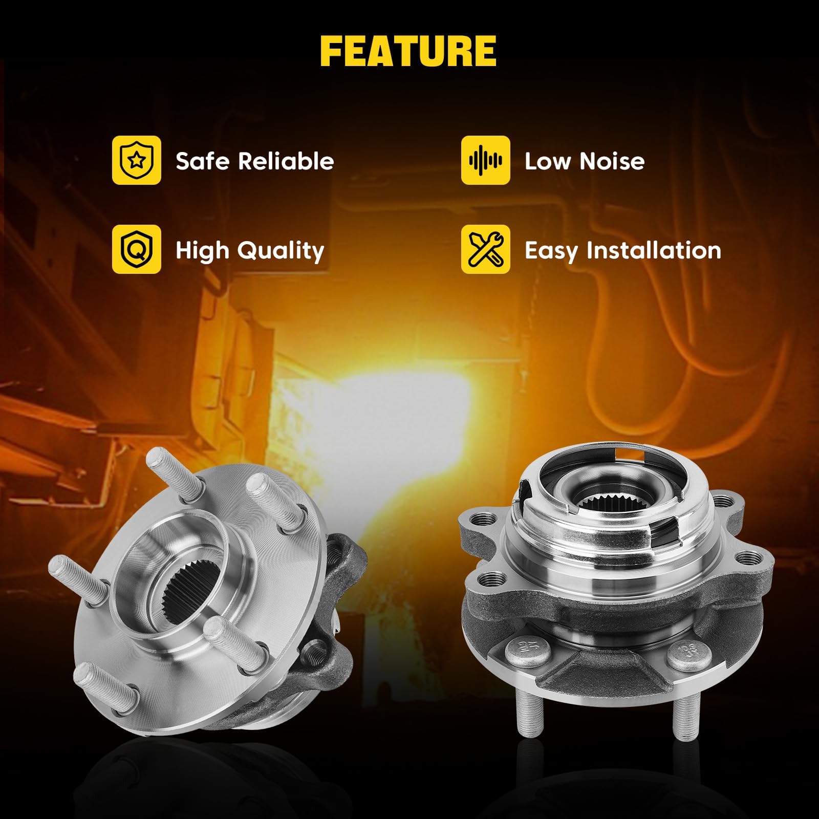 YEHERIT hub installed on a vehicle front wheel showing restored stability benefit