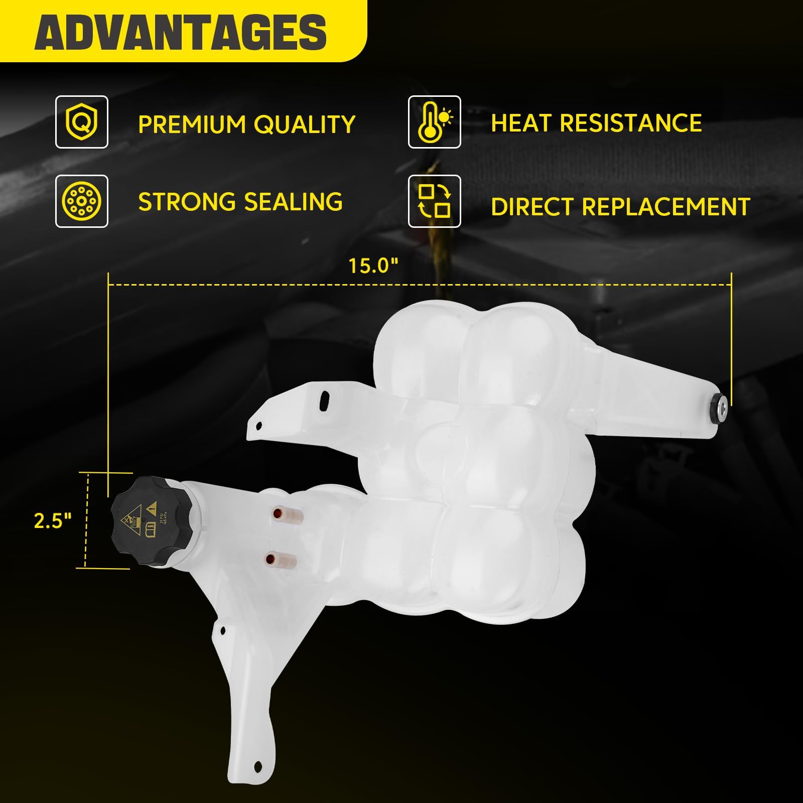 YEHERIT installed in Ram engine bay restoring coolant overflow control