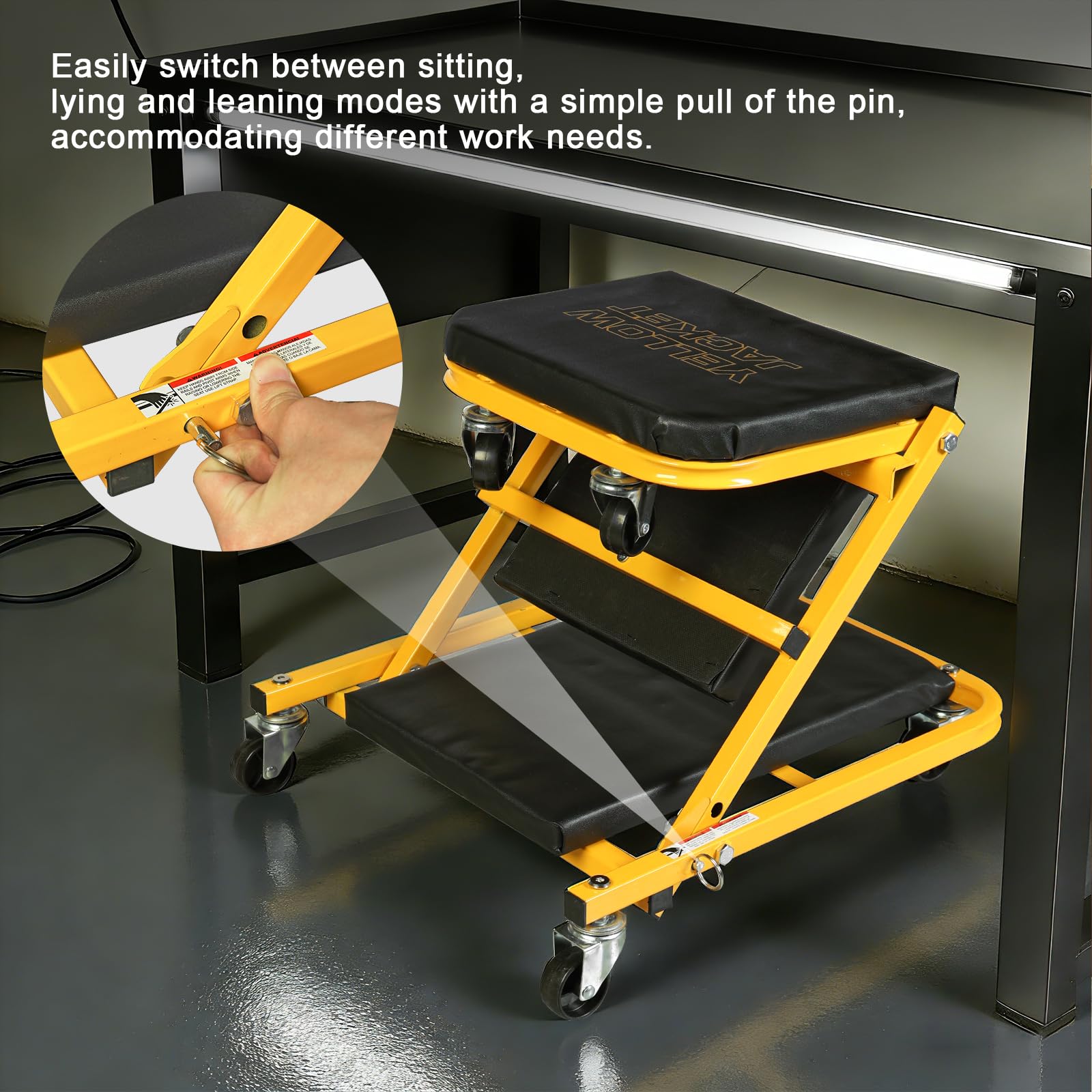 YELLOW JACKET folded compact storage illustrating space-saving portability