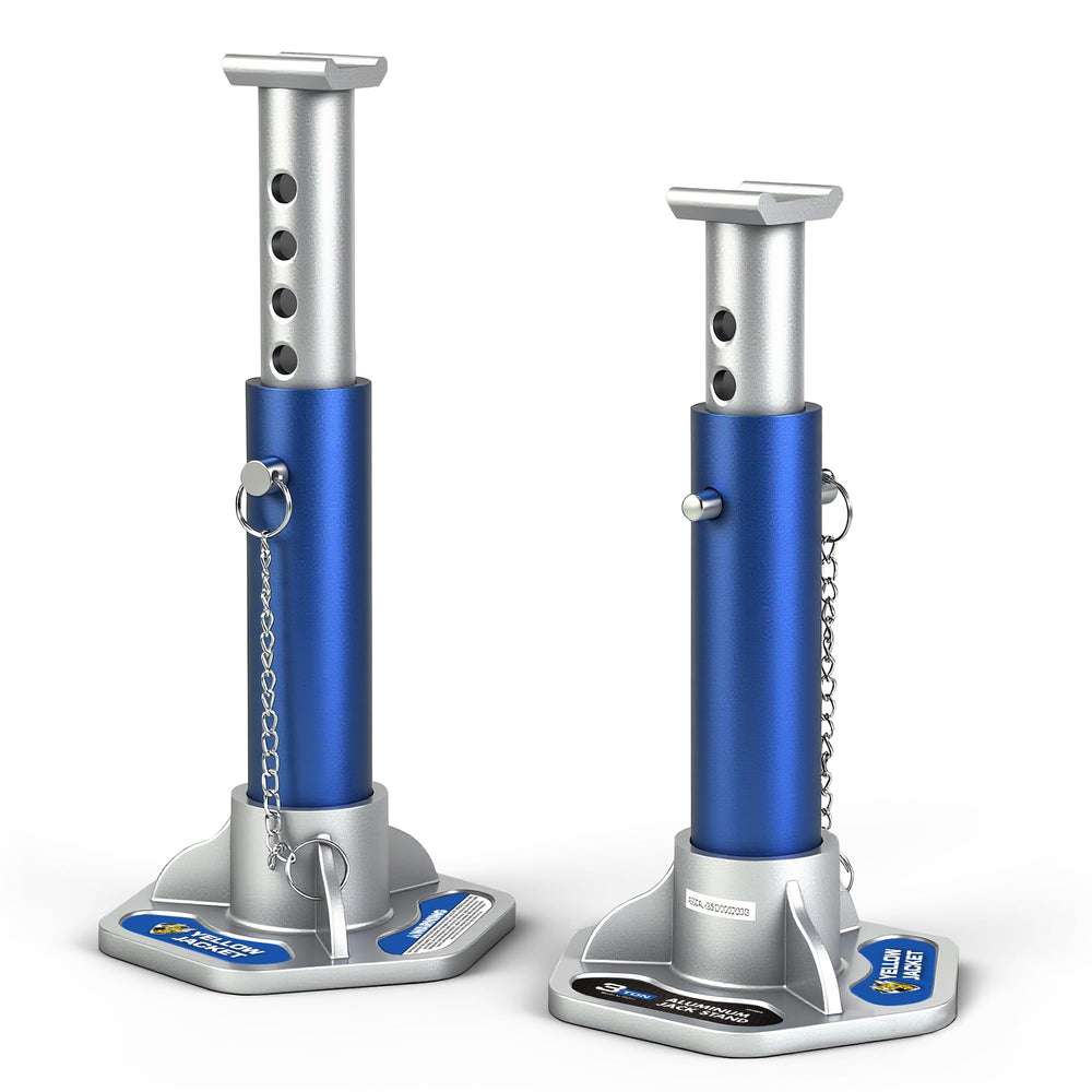 YELLOW JACKET front view of pair showing blue silver finish and stability benefit