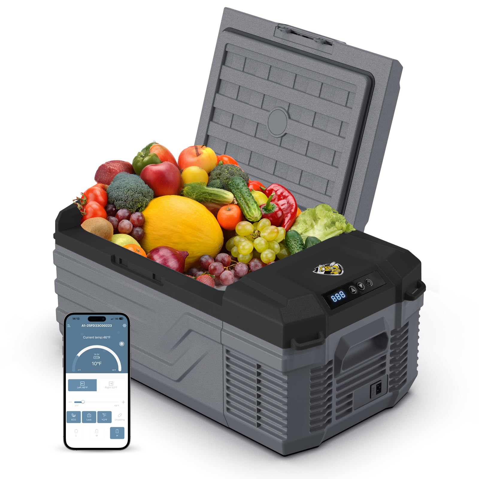 YELLOW JACKET front view showing compact travel-ready cooler and durable build