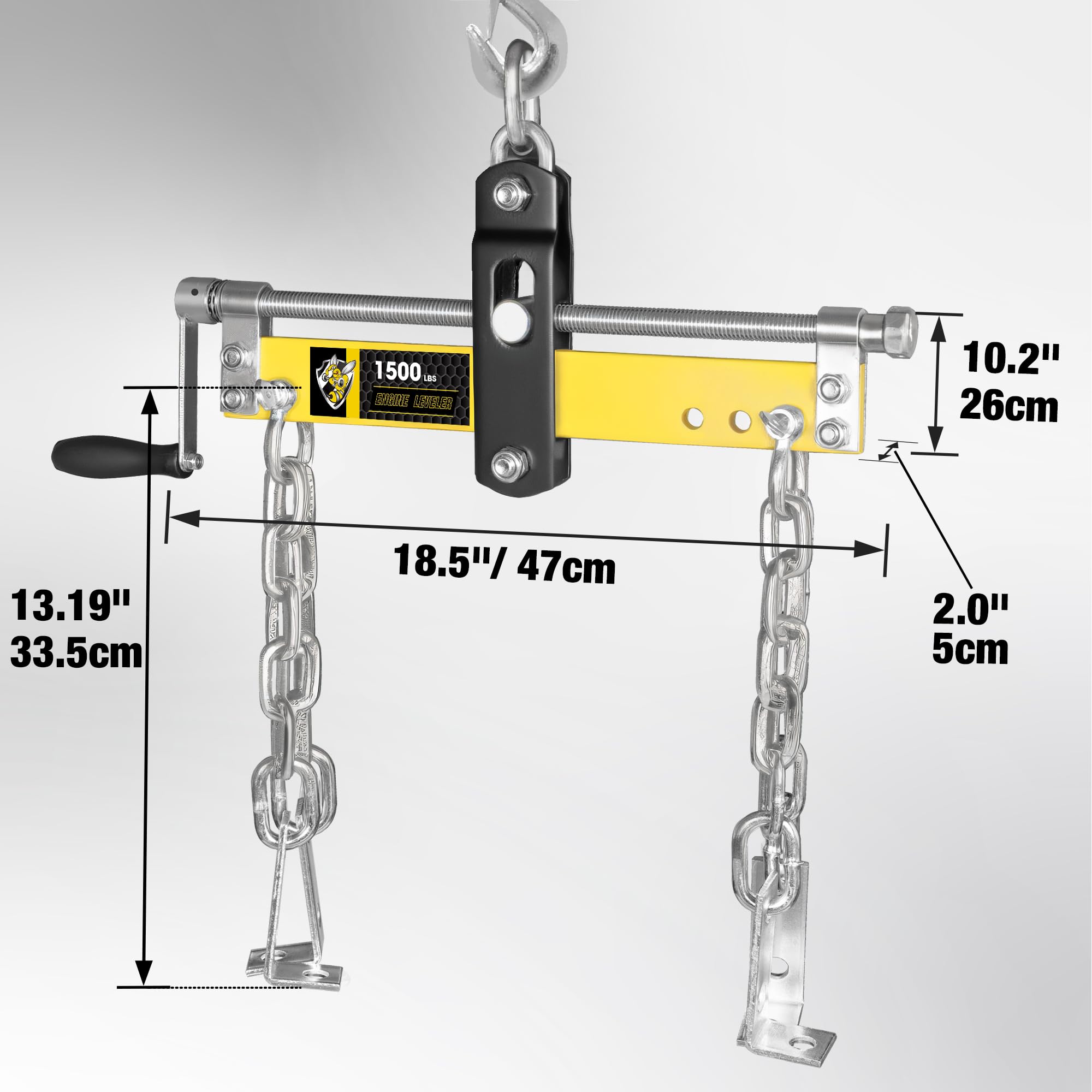 YELLOW JACKET mounted on an engine hoist demonstrating compact compatibility