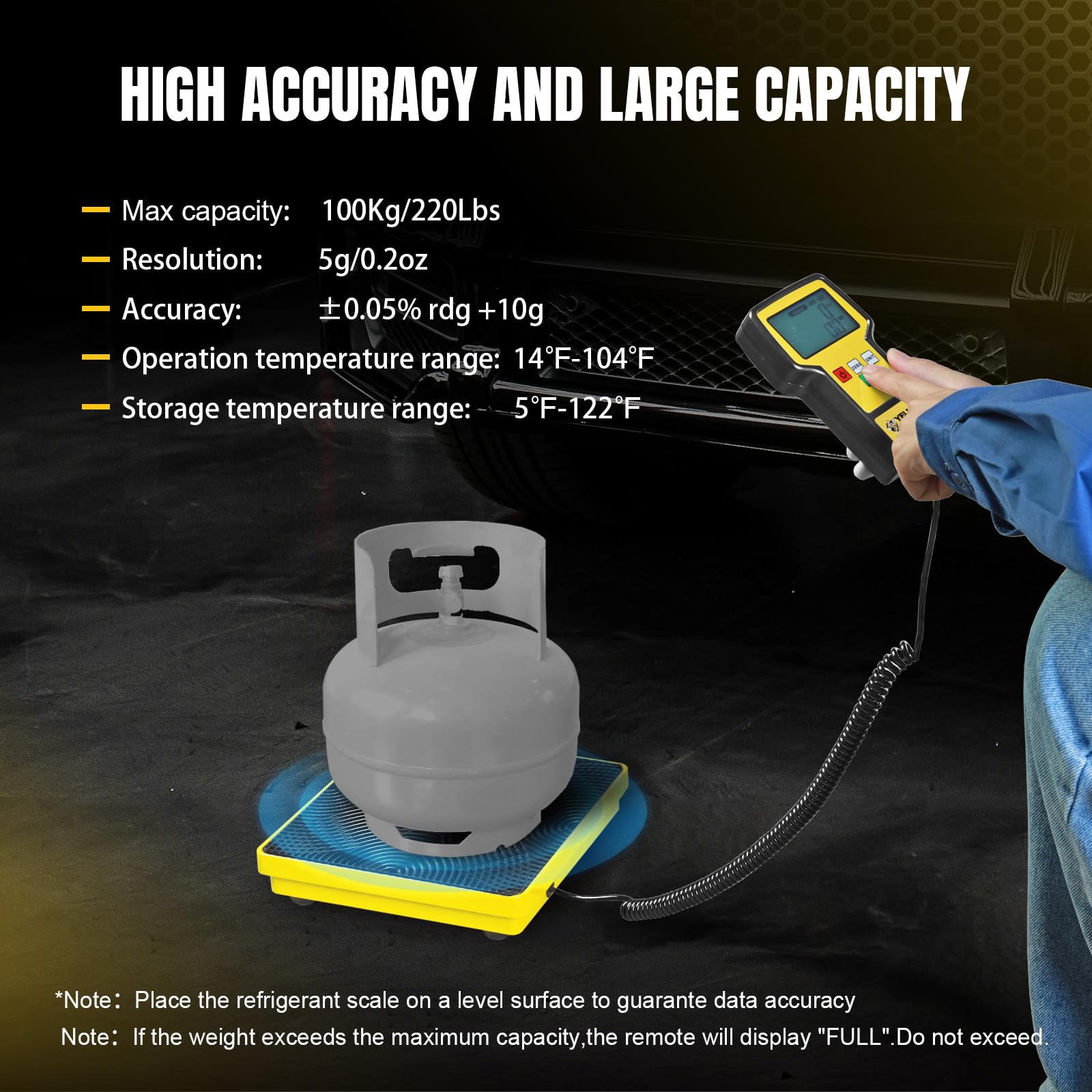 YELLOW JACKET non-slip platform detail secures tanks during weighing