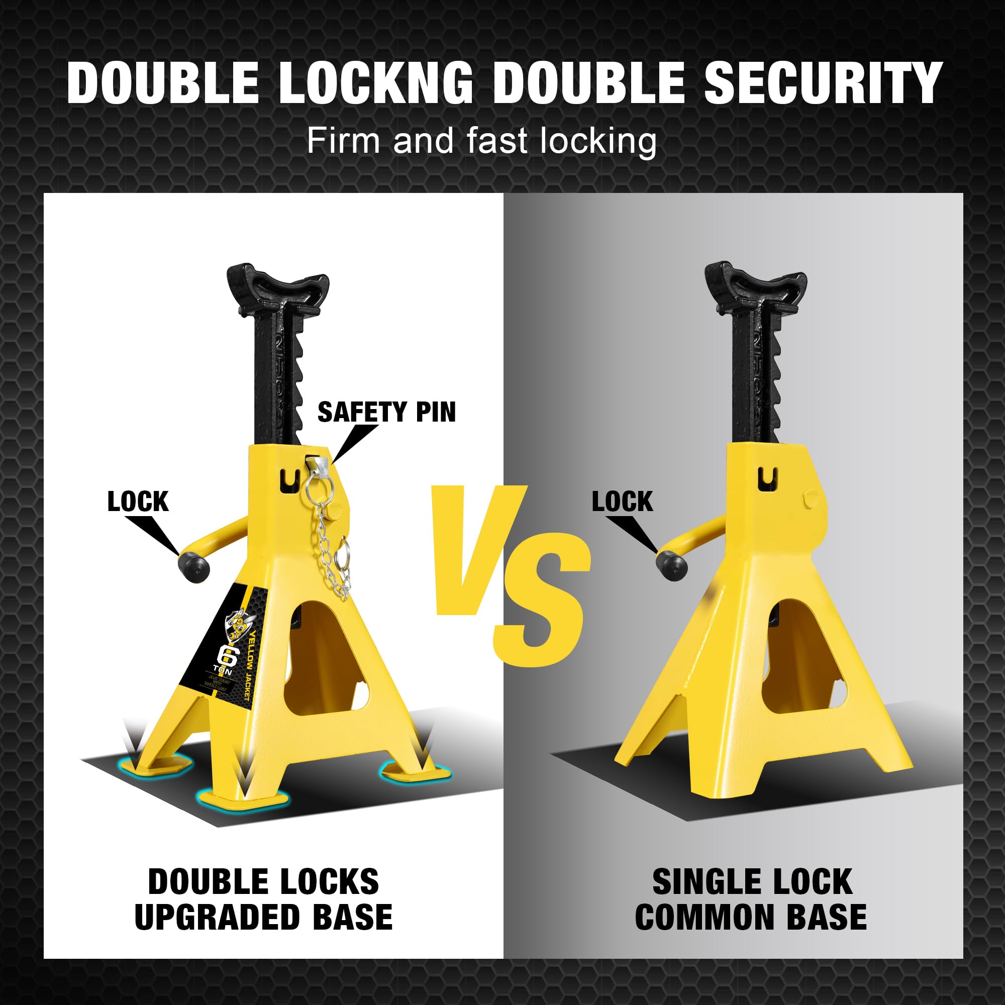 YELLOW JACKET detailed sawtooth ratchet for fast secure height setting