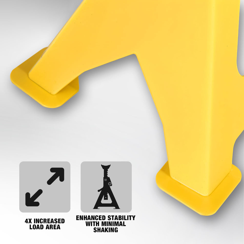 YELLOW JACKET side profile under lifted vehicle demonstrating proper use