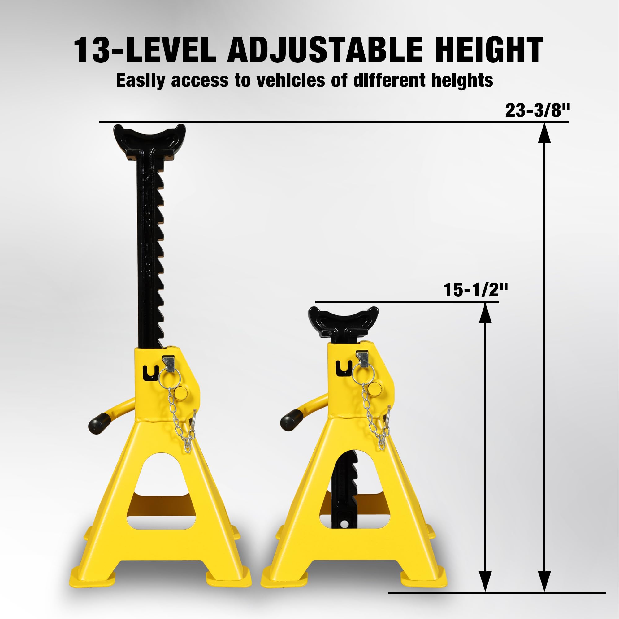 YELLOW JACKET size comparison with tape measure showing height range