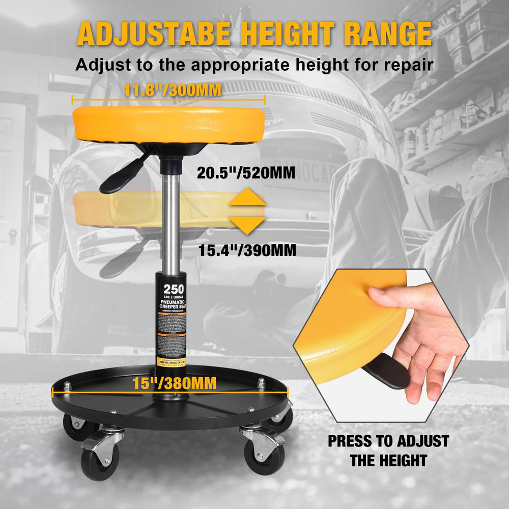 YELLOW JACKET underside tool tray filled with sockets and wrenches for quick access benefit