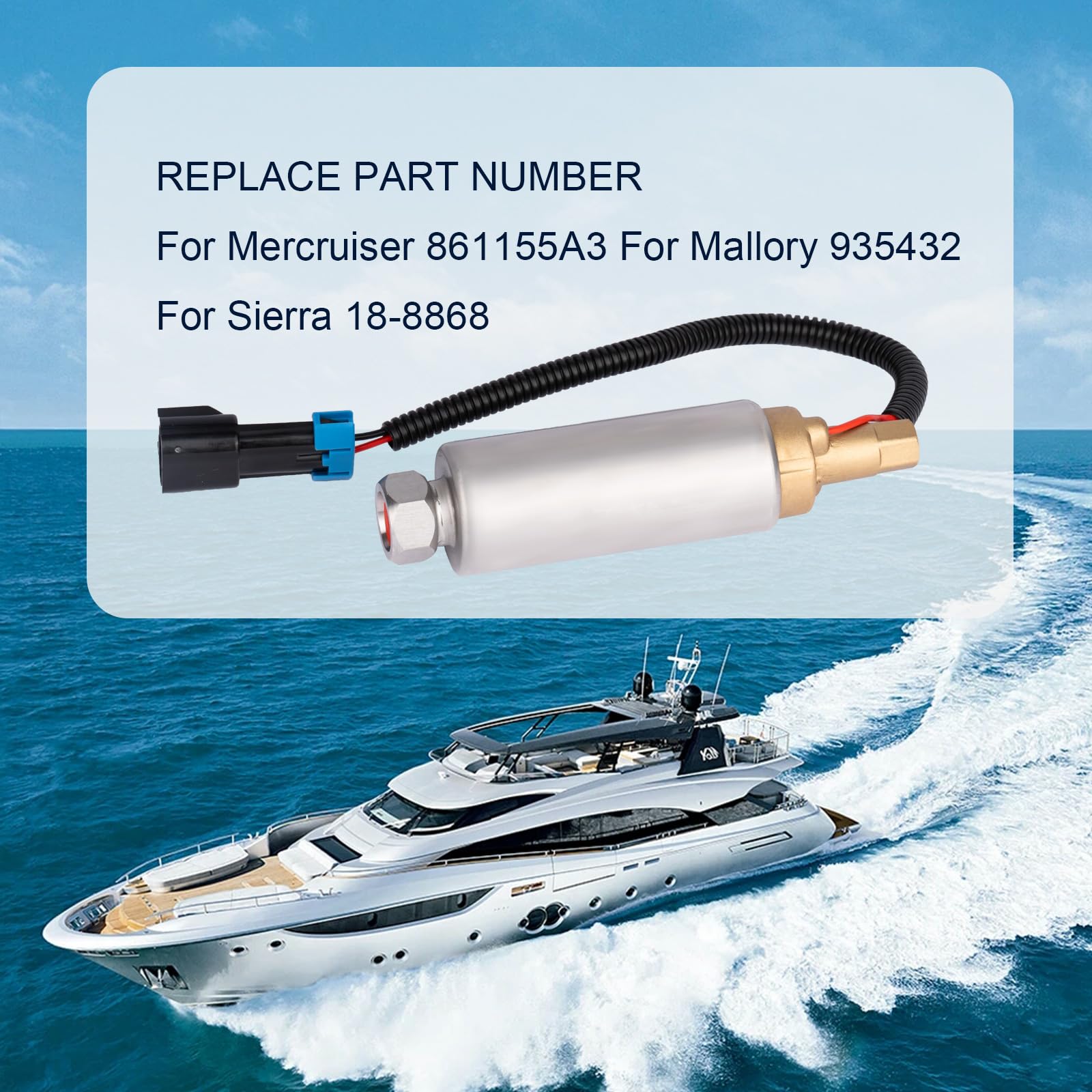 Yeoflagtrade pump installed on a MerCruiser engine demonstrating direct-fit replacement