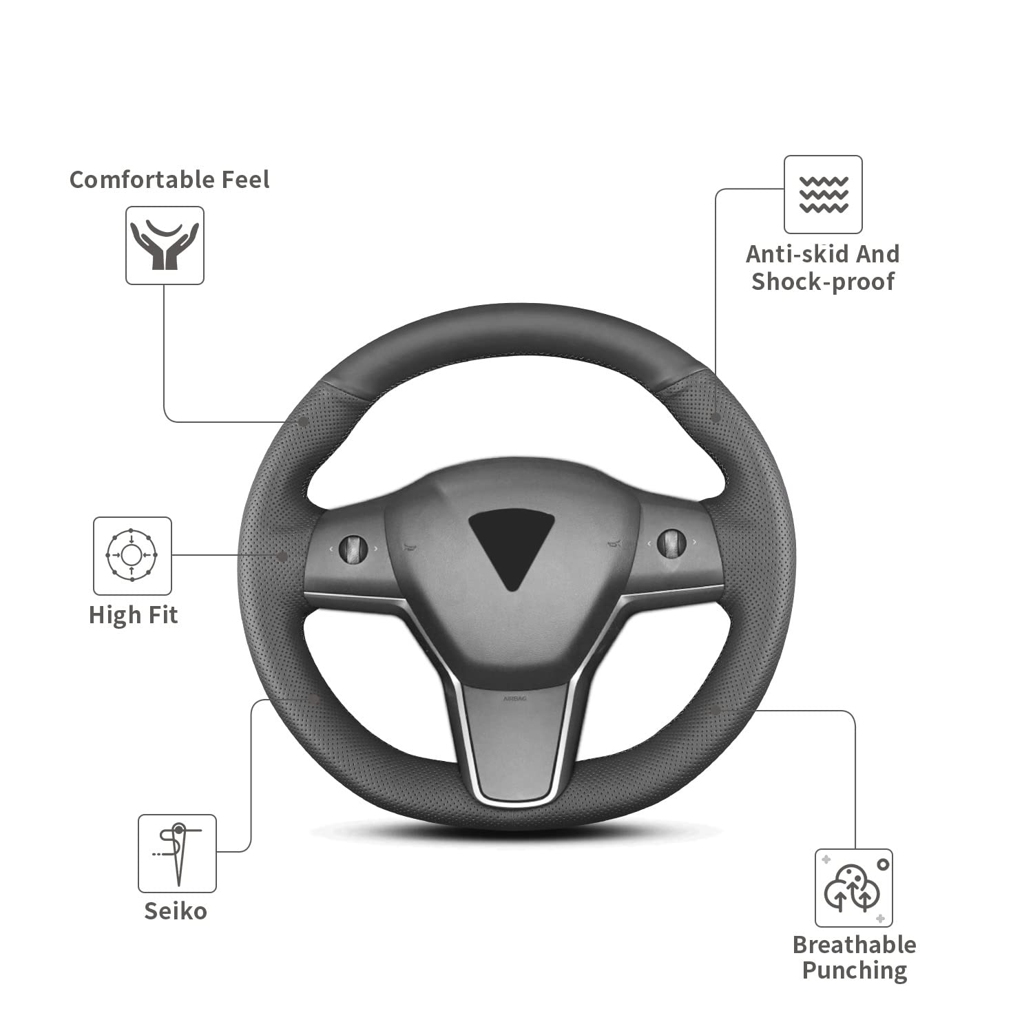 Yeolpise close-up of microfiber leather texture, offers durable comfortable grip