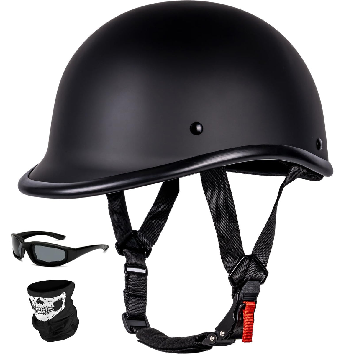 Yesmotor front view helmet showing shell and DOT label for legal protection