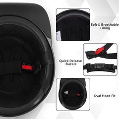 Yesmotor quick-release buckle detail showing secure fastening and easy removal