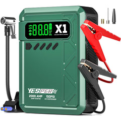 YESPER X1 front view showing compact jumper and pump, reliable roadside power