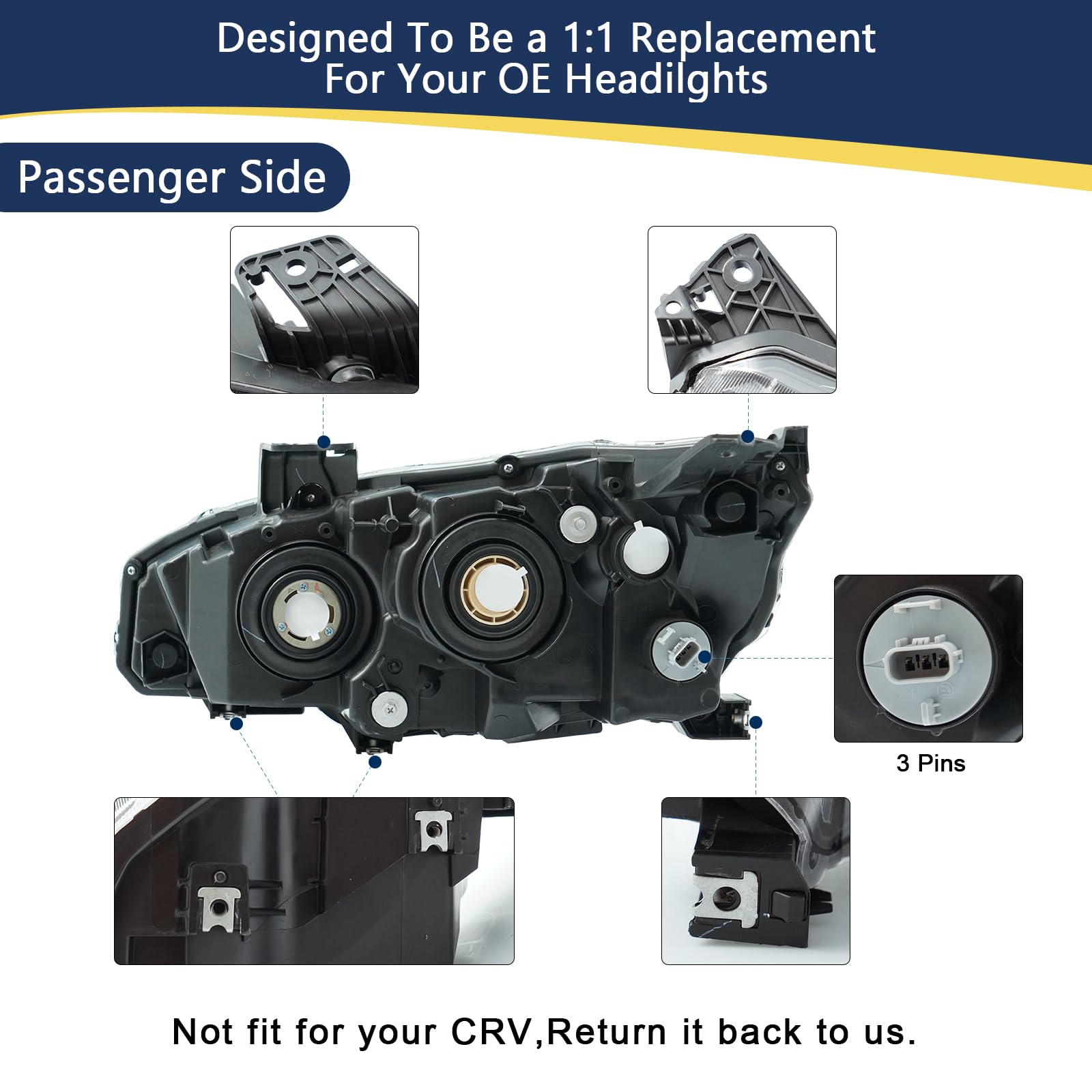 YEWISE headlight bulbs and wiring harness included for quick installation benefit