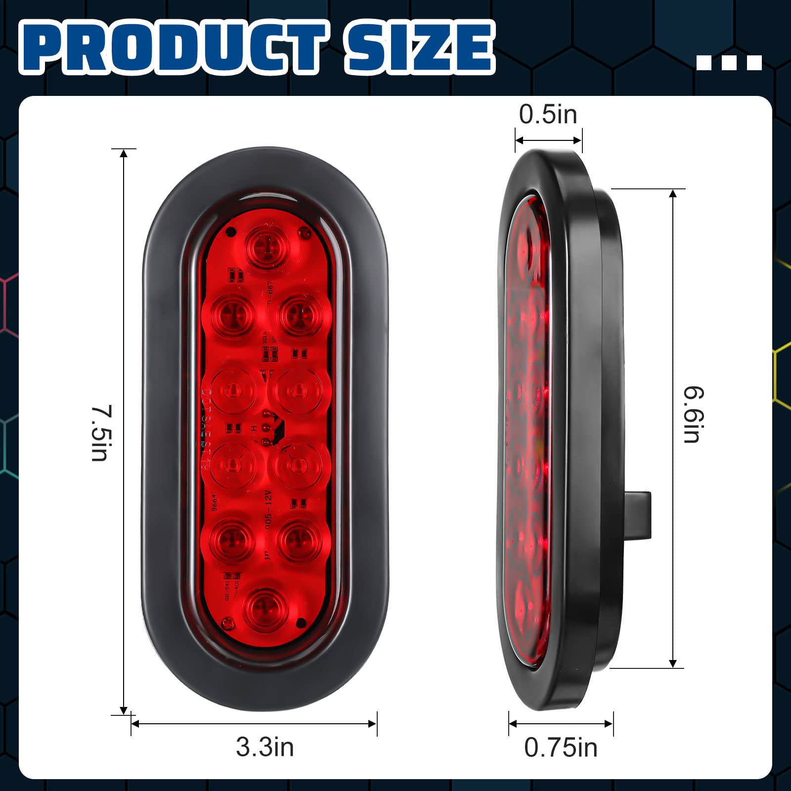 Yexiya side profile of 6-inch oval LED light highlighting slim durable housing benefit
