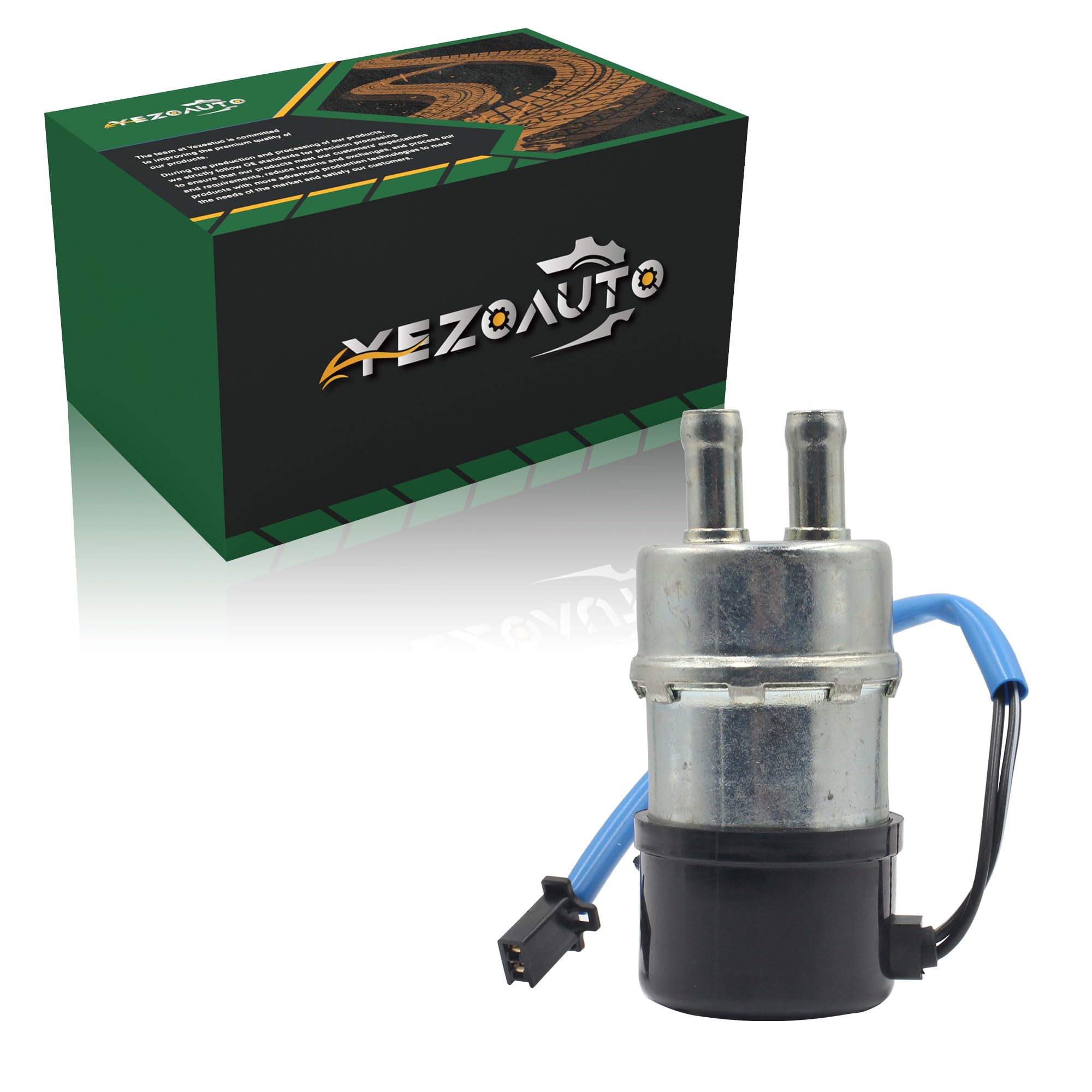 Yezoauto front view inline fuel pump showing compact design and reliable fit