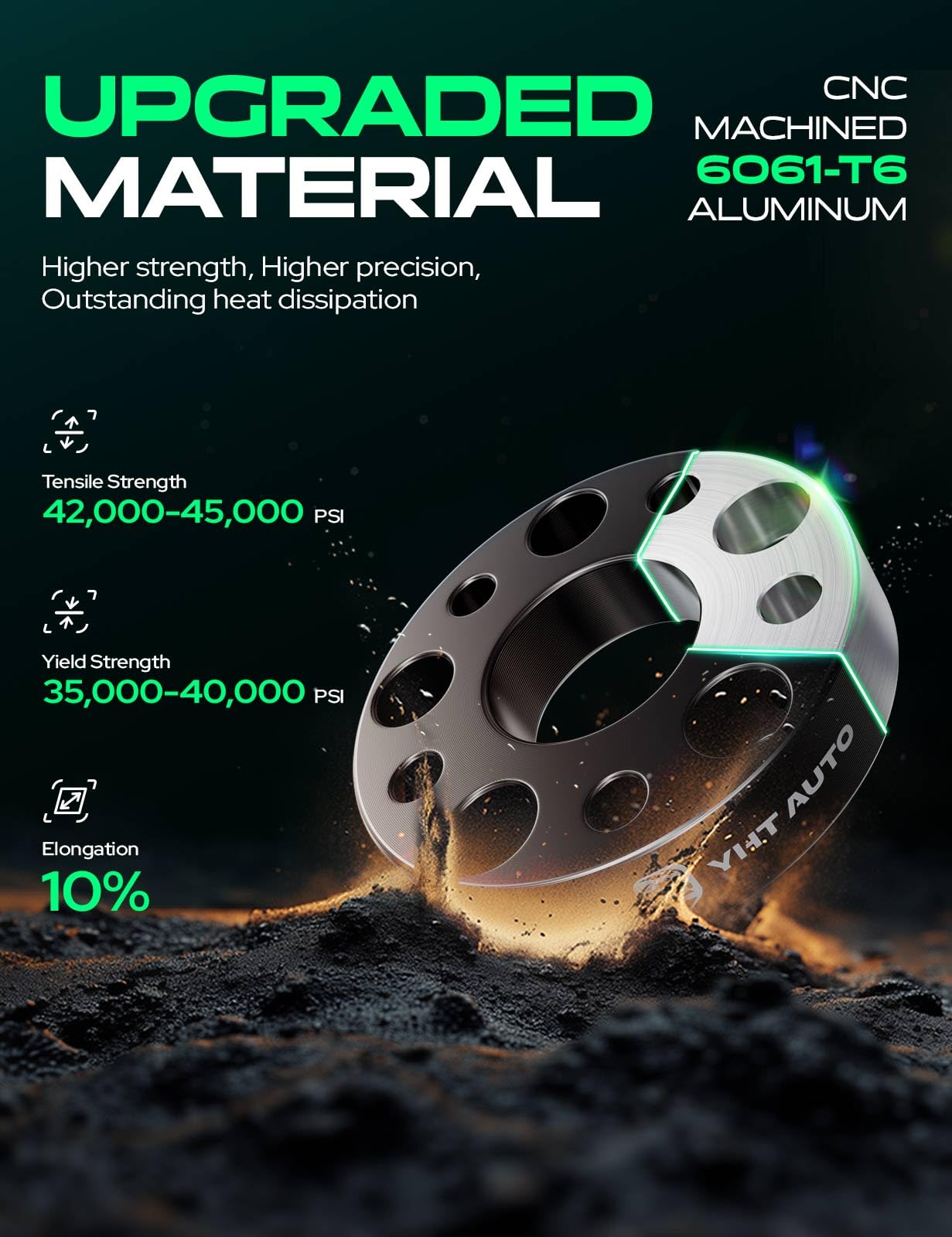 YHTAUTO machined 6061-T6 aluminum finish emphasizing corrosion resistance