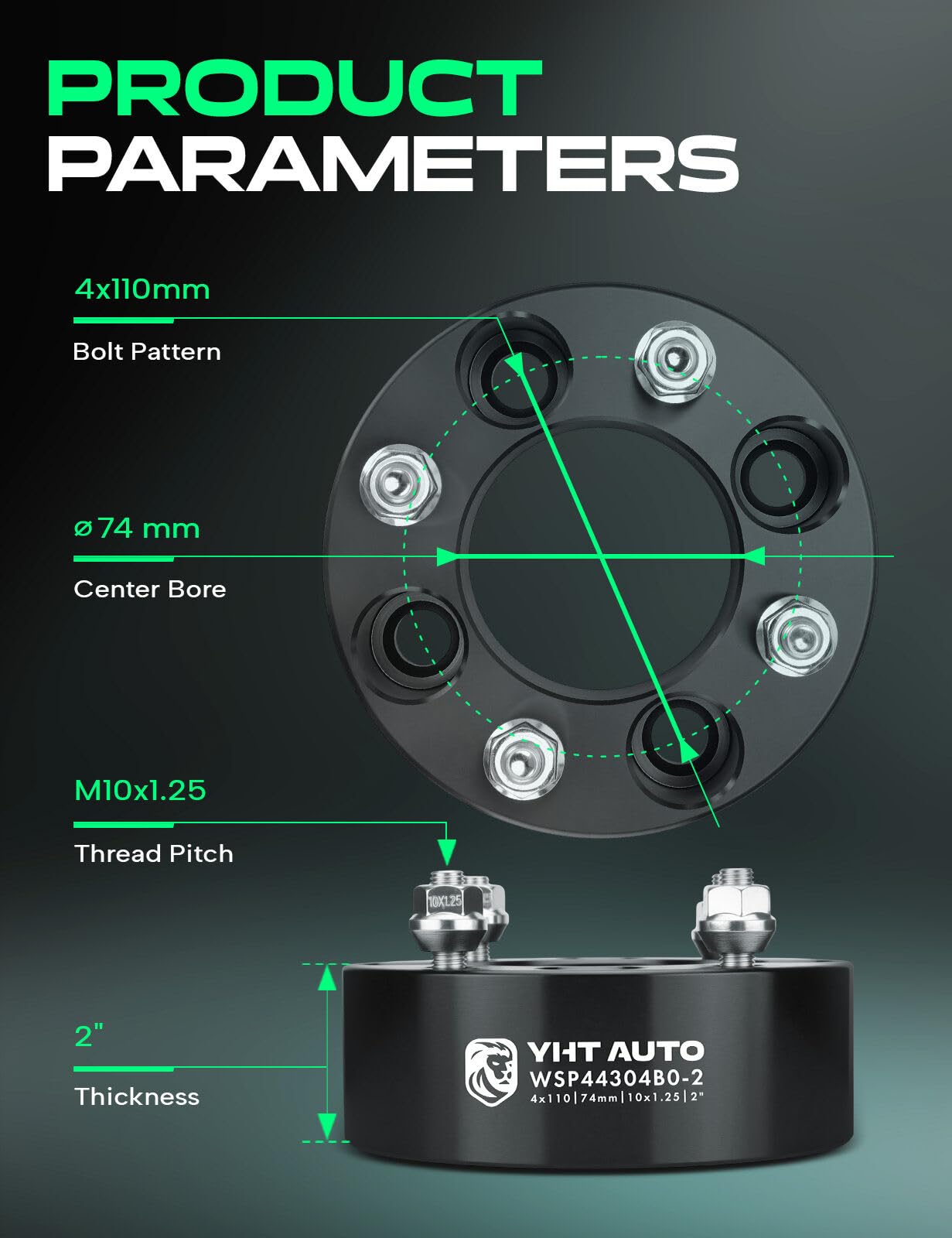 YHTAUTO spacer installed on an ATV wheel demonstrating added clearance benefit